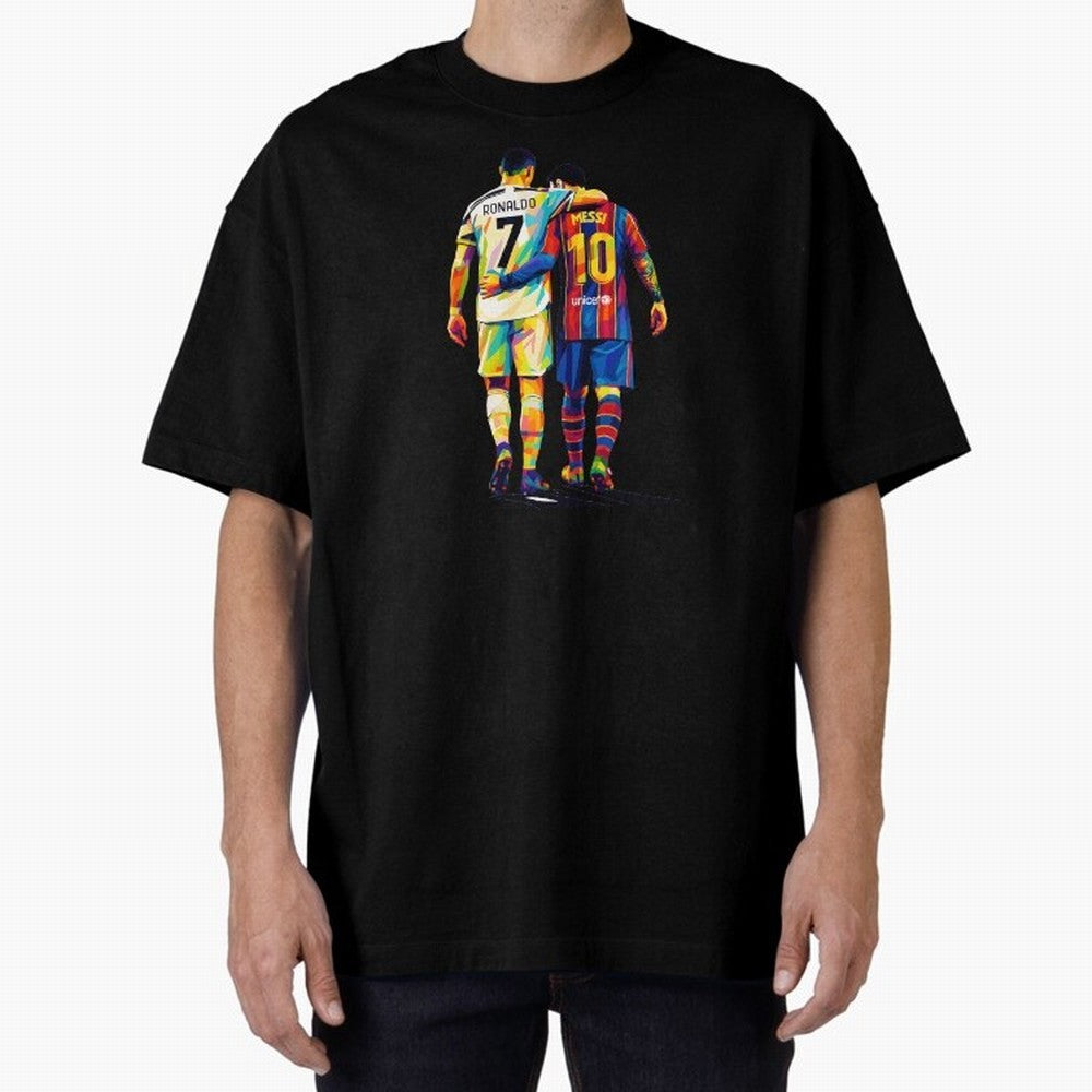 Cristiano Ronaldo And Messi Wpap Art Oversized T-Shirt Bring Match Day Fire to the FIFA World Cup 2026 USA Canada Mexico Journey through Haaland and Mbappe Highlights, Germany Pride, Football History, Final Match Energy, Crowd Noise and Once in a