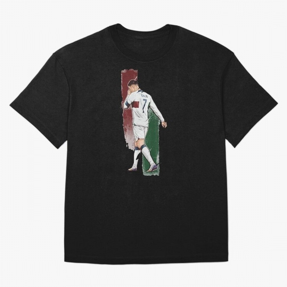 Ronaldo Crying World Cup 2022 Oversized T-Shirt Bring Stadium Energy to FIFA World Cup 2026 USA Canada Mexico Capturing Mbappe, Spain Energy, Football Festival Excitement, Trophy Ambitions, Country Rivalries and Star Player Buzz; Ideal for Fans Who