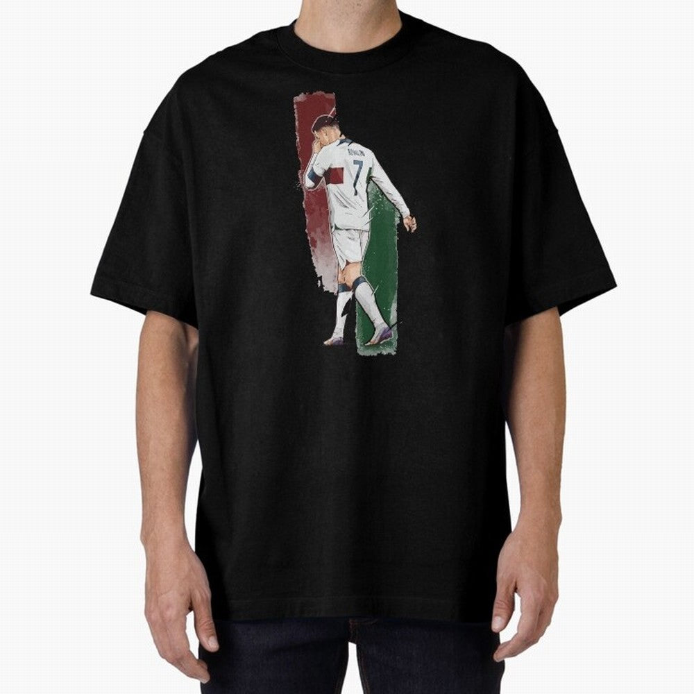 Ronaldo Crying World Cup 2022 Oversized T-Shirt Bring Stadium Energy to FIFA World Cup 2026 USA Canada Mexico Capturing Mbappe, Spain Energy, Football Festival Excitement, Trophy Ambitions, Country Rivalries and Star Player Buzz; Ideal for Fans Who