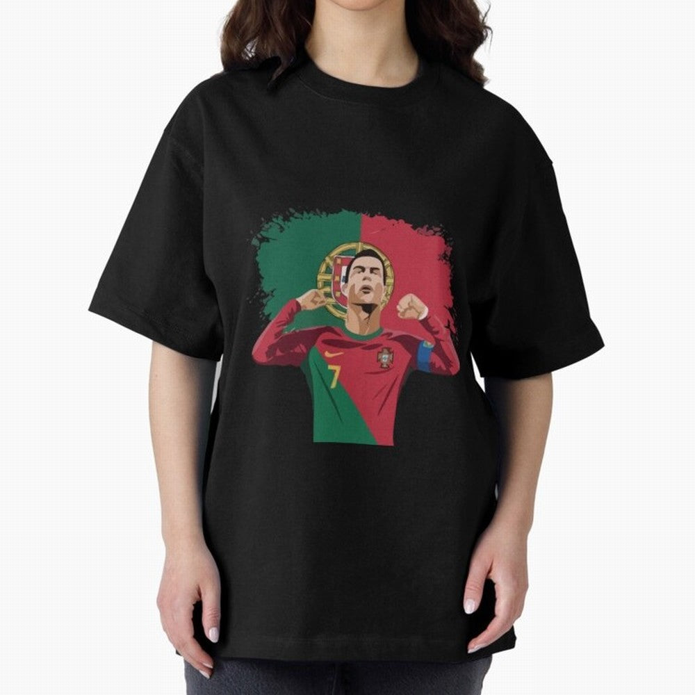Cristiano Ronaldo CR7 T-shirt Design Oversized T-Shirt Celebrate Supporters United by FIFA World Cup 2026 Spirit, Connected to Germany, Haaland, Global Supporter Spirit, Legendary Goals, National Colors and Tournament Celebration; Ideal for Fans