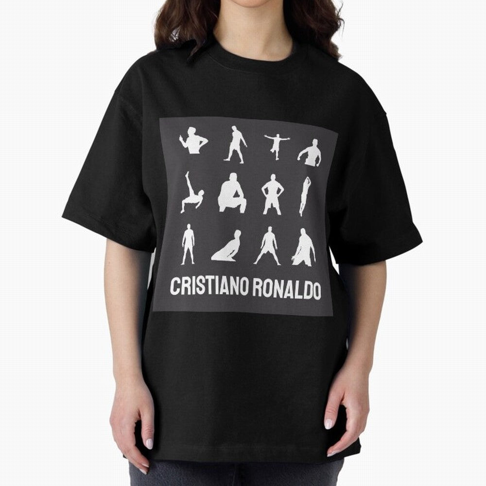 Cristiano Ronaldo Minimalism Silhouette Oversized T-Shirt Spotlight FIFA World Cup 2026 Group Stage Spirit, Highlighting England and Germany, Neymar, Goal Celebration Energy, Supporter Heritage, Football Icons and Worldwide Tournament Joy; Ideal
