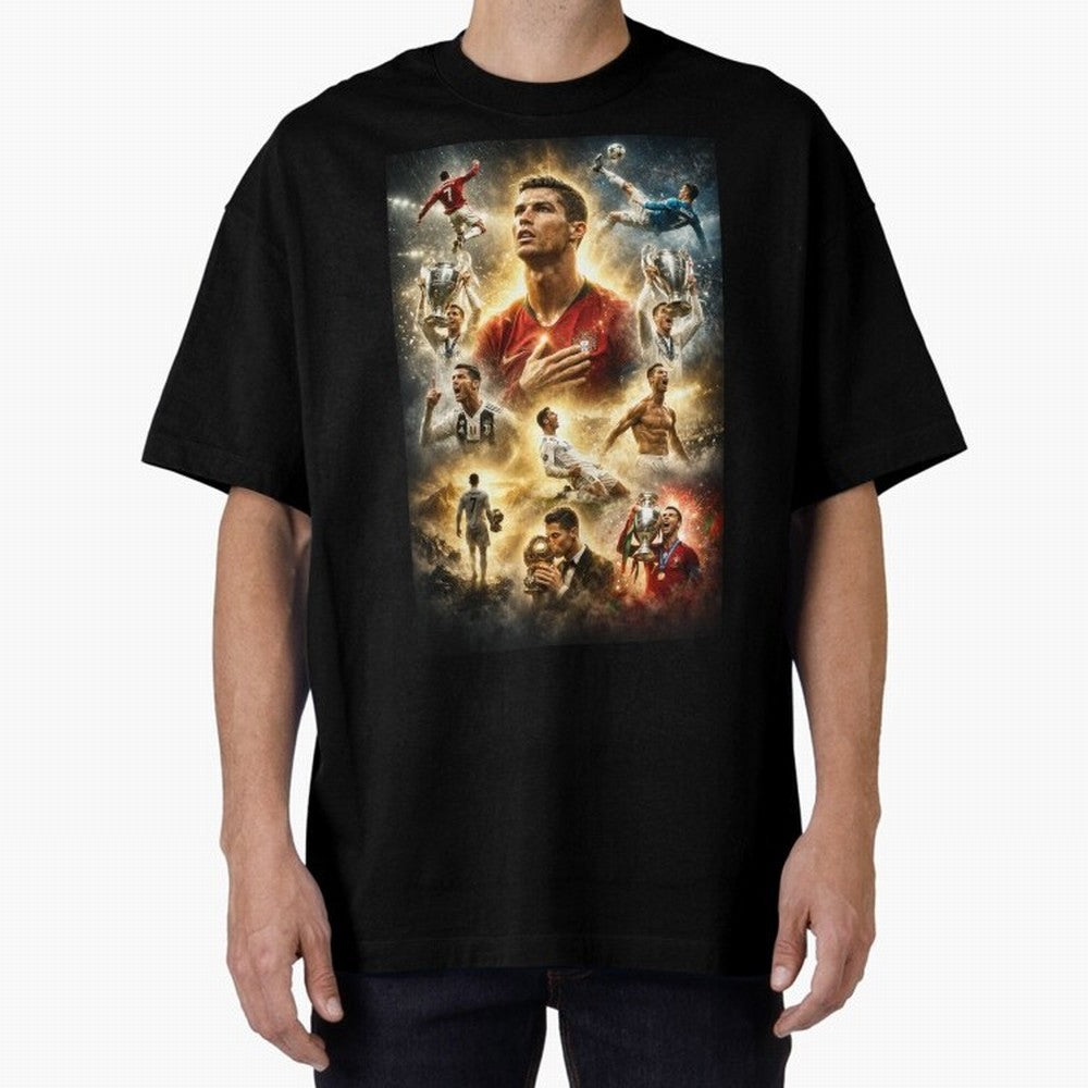 Cristiano Ronaldo Oversized T-Shirt Feel International Energy from FIFA World Cup 2026 USA Canada Mexico Spirit, Made for France, Mbappe, Sports Nostalgia, International Competition, Famous Players and Unforgettable Victories; Perfect for Fans,