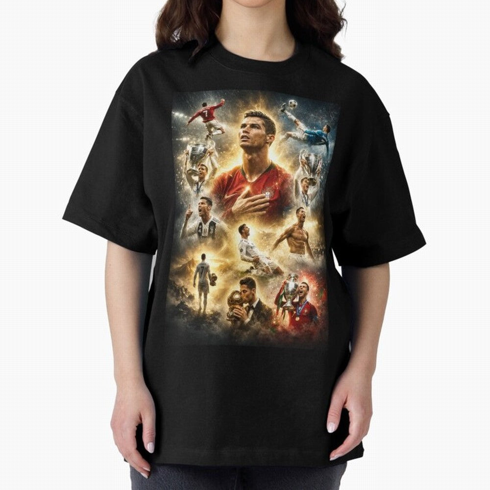 Cristiano Ronaldo Oversized T-Shirt Feel International Energy from FIFA World Cup 2026 USA Canada Mexico Spirit, Made for France, Mbappe, Sports Nostalgia, International Competition, Famous Players and Unforgettable Victories; Perfect for Fans,