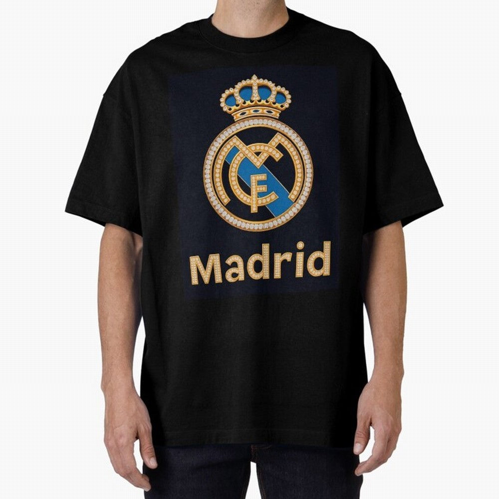 Madrid Oversized T-Shirt Feel the Trophy Chase of FIFA World Cup 2026 for Fans of Neymar, Haaland and Cristiano Ronaldo and Netherlands, Bringing Vintage Soccer Flavor, Modern Football Stars, National Flags and Final Night Emotion; Great for