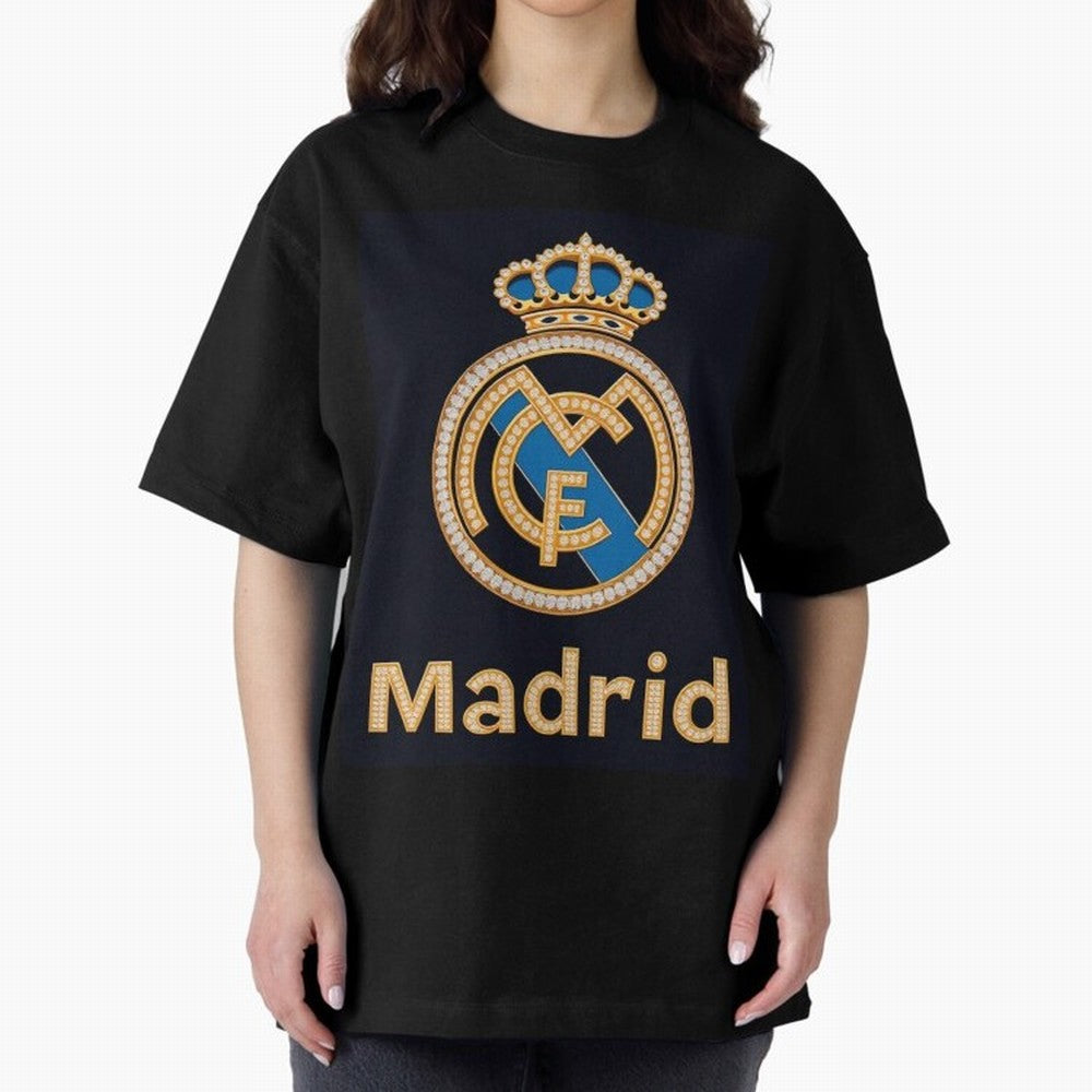 Madrid Oversized T-Shirt Feel the Trophy Chase of FIFA World Cup 2026 for Fans of Neymar, Haaland and Cristiano Ronaldo and Netherlands, Bringing Vintage Soccer Flavor, Modern Football Stars, National Flags and Final Night Emotion; Great for