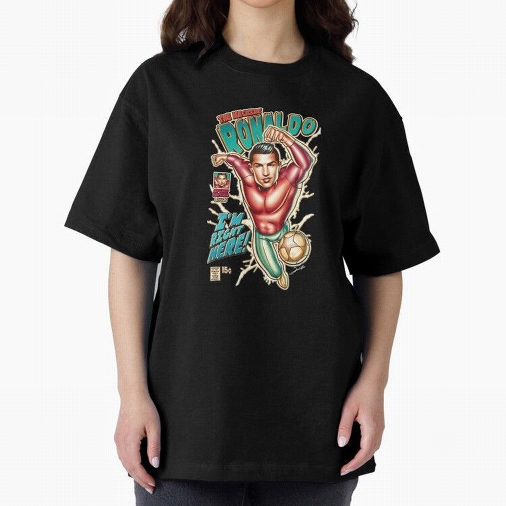 The Machine Ronaldo Oversized T-Shirt Feel the Roar of FIFA World Cup 2026 for Fans of Messi, CR7 and Mbappe and Brazil, Bringing Sports Nostalgia, International Competition, Famous Players and Unforgettable Victories; Great for Supporters Who Love