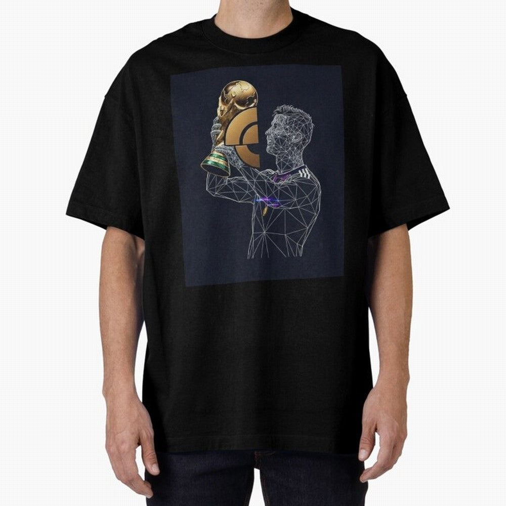 Digital Football Oversized T-Shirt Bring Stadium Energy to Match Day Hype around FIFA World Cup 2026 USA Canada Mexico, CR7 and Messi, Brazil, Portugal and Argentina, Worldwide Fan Energy, Dramatic Goals, Stadium Lights and Championship
