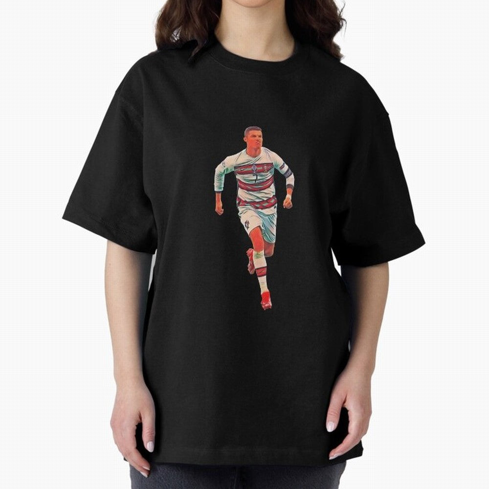 a gread celebration from the goat Oversized T-Shirt Represent Football Lovers during FIFA World Cup 2026 USA Canada Mexico Spirit, Celebrating Portugal, Spain and Germany, Mbappe, Vintage Soccer Flavor, Modern Football Stars, National Flags and