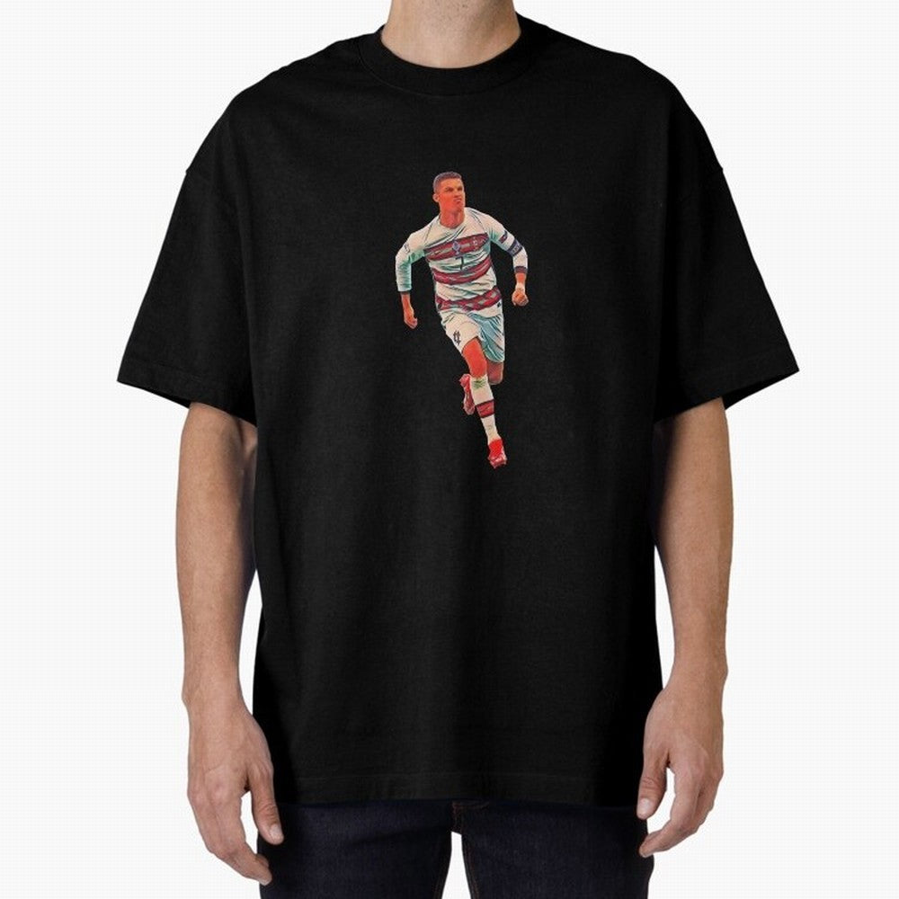 a gread celebration from the goat Oversized T-Shirt Represent Football Lovers during FIFA World Cup 2026 USA Canada Mexico Spirit, Celebrating Portugal, Spain and Germany, Mbappe, Vintage Soccer Flavor, Modern Football Stars, National Flags and