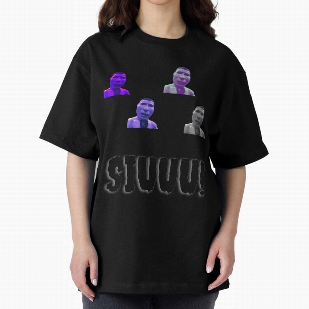 siuuu funny cr7 stickers 2022 Oversized T-Shirt Live for the Drama of FIFA World Cup 2026 USA Canada Mexico Spirit, Inspired by Argentina, France and Brazil, CR7 and Messi, Retro Football Energy, Iconic Rivalries, Trophy Chase Drama and Stadium