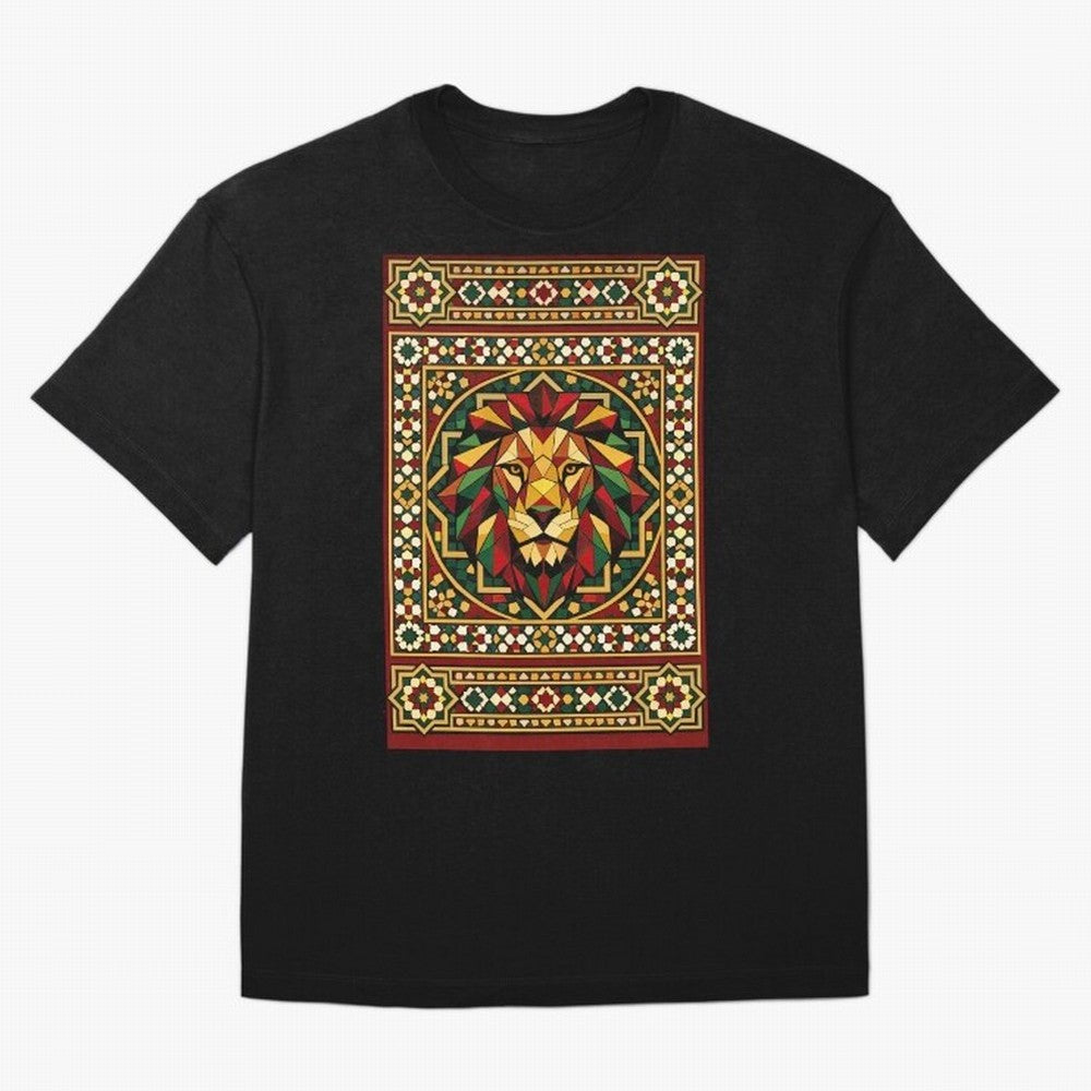 Portuguese Geometric Lion Portrait Oversized T-Shirt Capture FIFA World Cup 2026 Group Stage Spirit, Celebrating Netherlands, Messi, Sports Nostalgia, International Competition, Famous Players and Unforgettable Victories; Made for Collectors Who