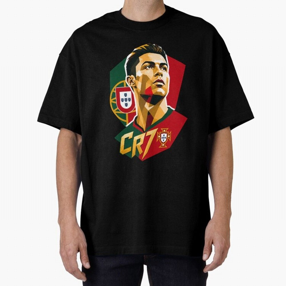 CR7 Art Print Oversized T-Shirt Unlock FIFA World Cup 2026 USA Canada Mexico for Fans of CR7 and Messi and Spain, Bringing Football Festival Excitement, Trophy Ambitions, Country Rivalries and Star Player Buzz; Ideal for Passionate Fans Who Love