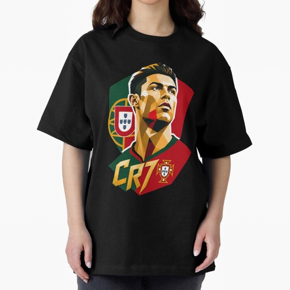 CR7 Art Print Oversized T-Shirt Unlock FIFA World Cup 2026 USA Canada Mexico for Fans of CR7 and Messi and Spain, Bringing Football Festival Excitement, Trophy Ambitions, Country Rivalries and Star Player Buzz; Ideal for Passionate Fans Who Love