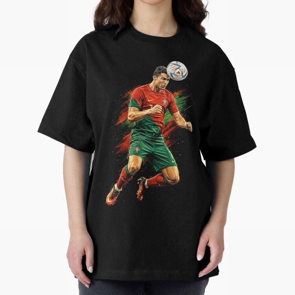 Cristiano Ronaldo Football Legend Oversized T-Shirt Keep the Match Day Mood of FIFA World Cup 2026 USA Canada Mexico for Fans of Cristiano Ronaldo, Haaland and CR7 and England, France and Netherlands, Bringing Classic Soccer Heritage, Championship