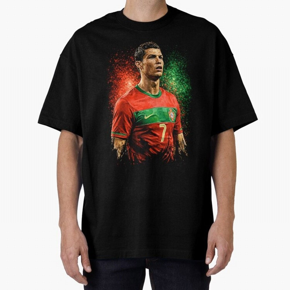Cristiano Ronaldo Football Legend Oversized T-Shirt Celebrate Rivalries and Pride in FIFA World Cup 2026 Group Stage Connected to Haaland, Brazil, Portugal and Argentina Energy, Supporter Pride, Iconic Celebrations, Legendary Names and Global Match