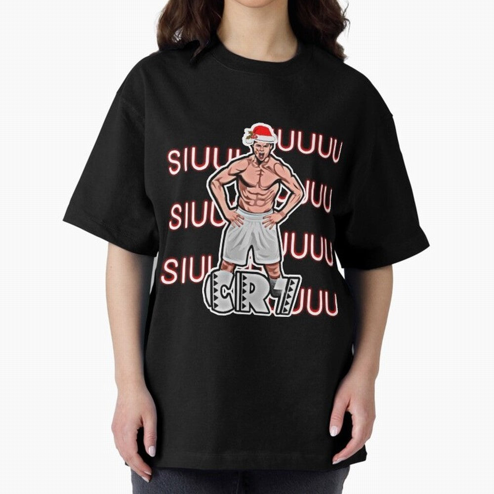 Siuuu cr7 christmas Oversized T-Shirt Bring Global Tournament Vibes to Global Football Passion for FIFA World Cup 2026 Group Stage, Celebrating Messi and Cristiano Ronaldo, Portugal, Football Festival Excitement, Trophy Ambitions, Country Rivalries