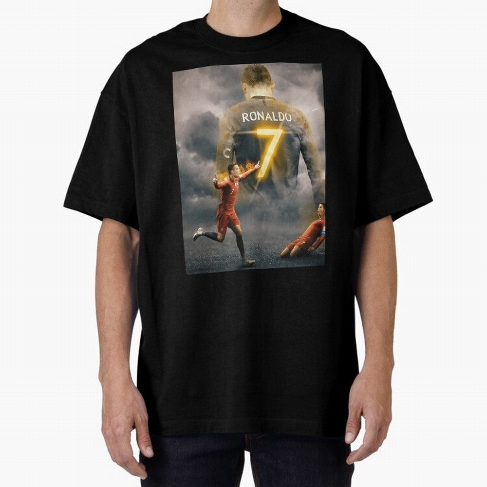Aesthetic Ronaldo Poster Oversized T-Shirt Remember FIFA World Cup 2026 USA Canada Mexico for Fans of Haaland and Mbappe and Argentina, France and Brazil, Bringing Global Supporter Spirit, Legendary Goals, National Colors and Tournament