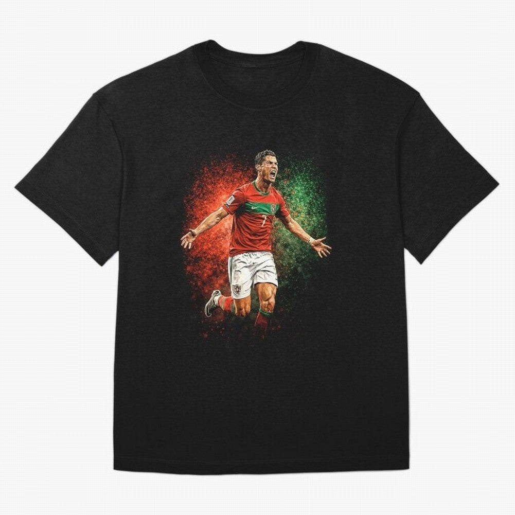 Cristiano Ronaldo Football Legend Oversized T-Shirt Relive Global Football Passion for FIFA World Cup 2026, Capturing Cristiano Ronaldo, Spain and Netherlands, Retro Football Energy, Iconic Rivalries, Trophy Chase Drama and Stadium Atmosphere;