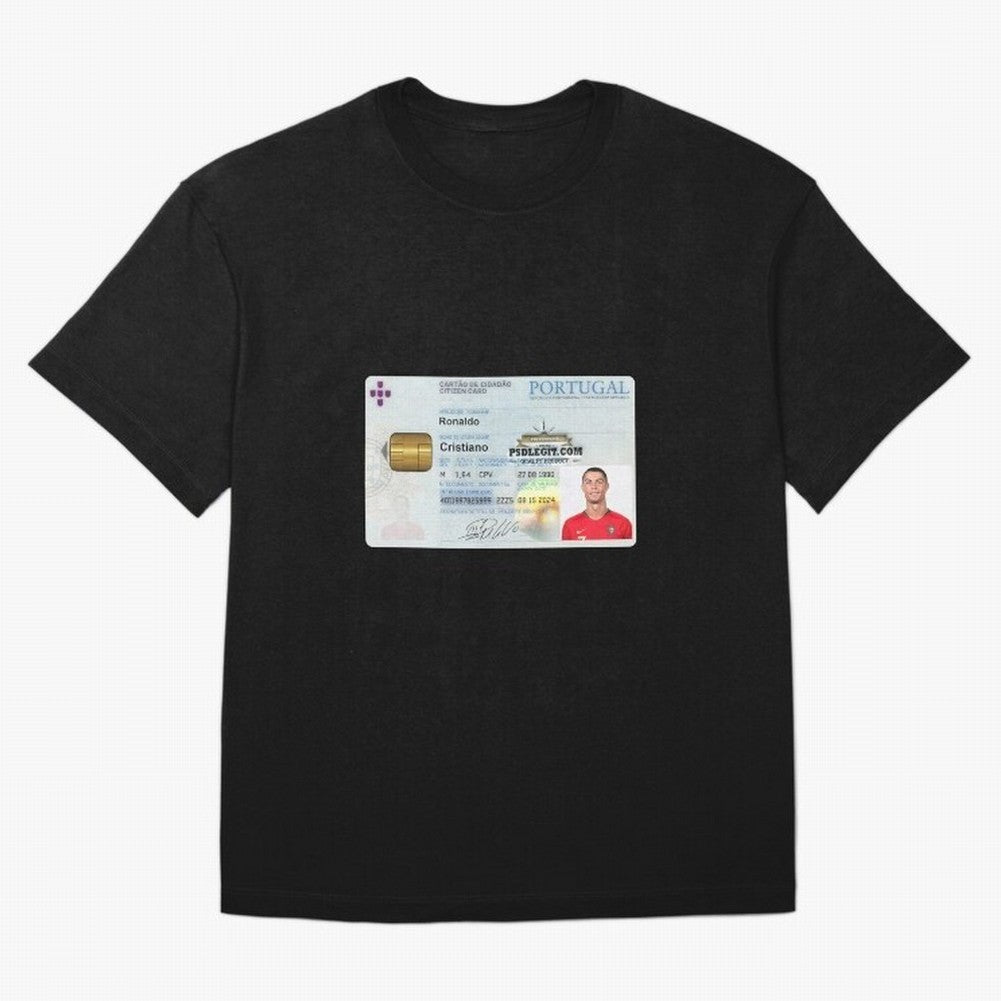 Cristiano Ronaldo CARD ID Oversized T-Shirt Show Support during FIFA World Cup 2026 Spirit, with Argentina and Brazil, Neymar, Haaland and Cristiano Ronaldo, Retro Football Energy, Iconic Rivalries, Trophy Chase Drama and Stadium Atmosphere;