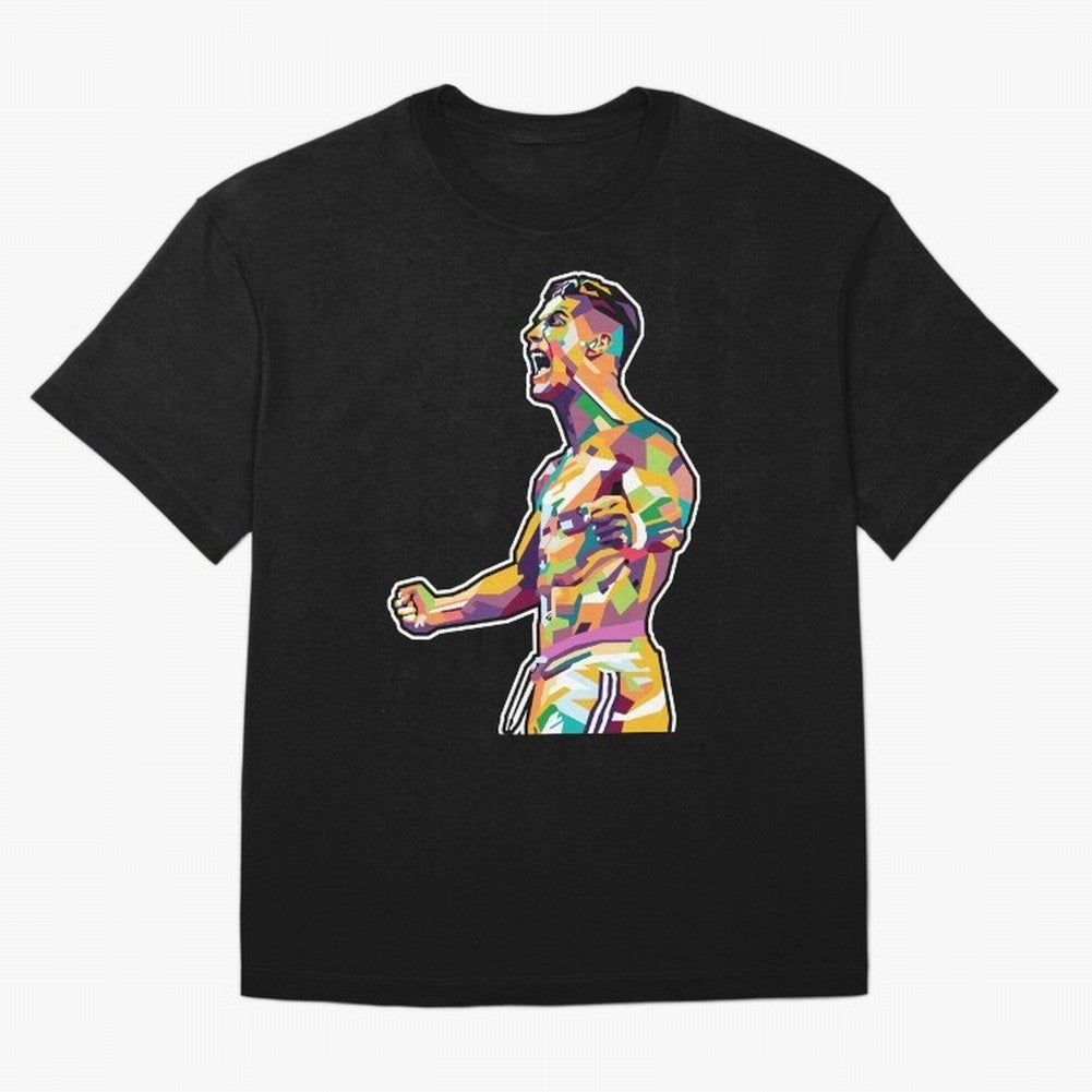 Cr7 Pop Art Oversized T-Shirt Live for the Drama of Global Football Passion for FIFA World Cup 2026 USA Canada Mexico, Celebrating Mbappe and Neymar, Brazil, Goal Celebration Energy, Supporter Heritage, Football Icons and Worldwide Tournament Joy;