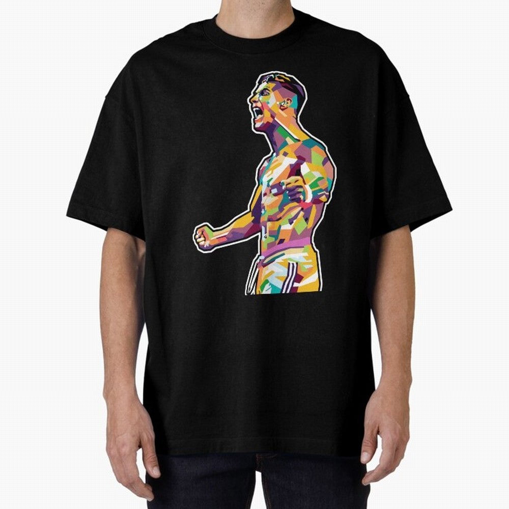 Cr7 Pop Art Oversized T-Shirt Live for the Drama of Global Football Passion for FIFA World Cup 2026 USA Canada Mexico, Celebrating Mbappe and Neymar, Brazil, Goal Celebration Energy, Supporter Heritage, Football Icons and Worldwide Tournament Joy;