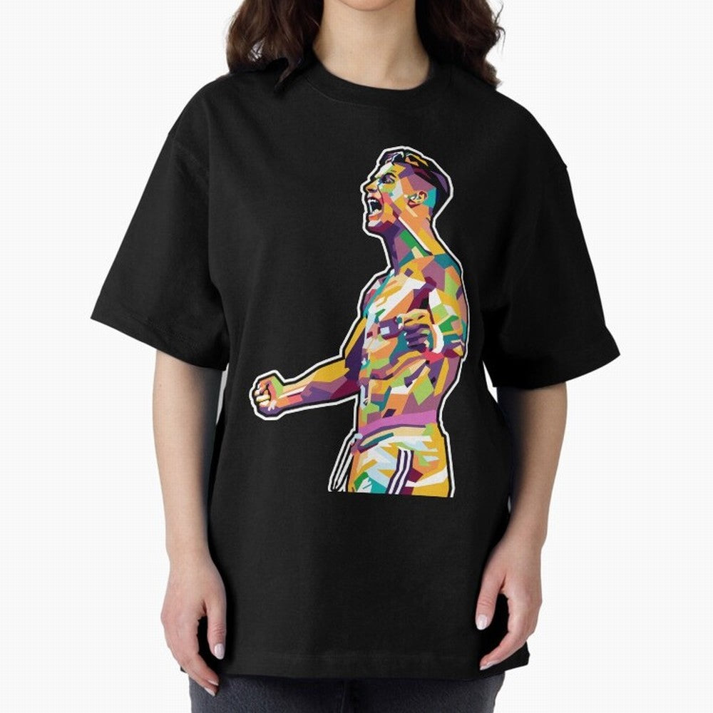 Cr7 Pop Art Oversized T-Shirt Live for the Drama of Global Football Passion for FIFA World Cup 2026 USA Canada Mexico, Celebrating Mbappe and Neymar, Brazil, Goal Celebration Energy, Supporter Heritage, Football Icons and Worldwide Tournament Joy;