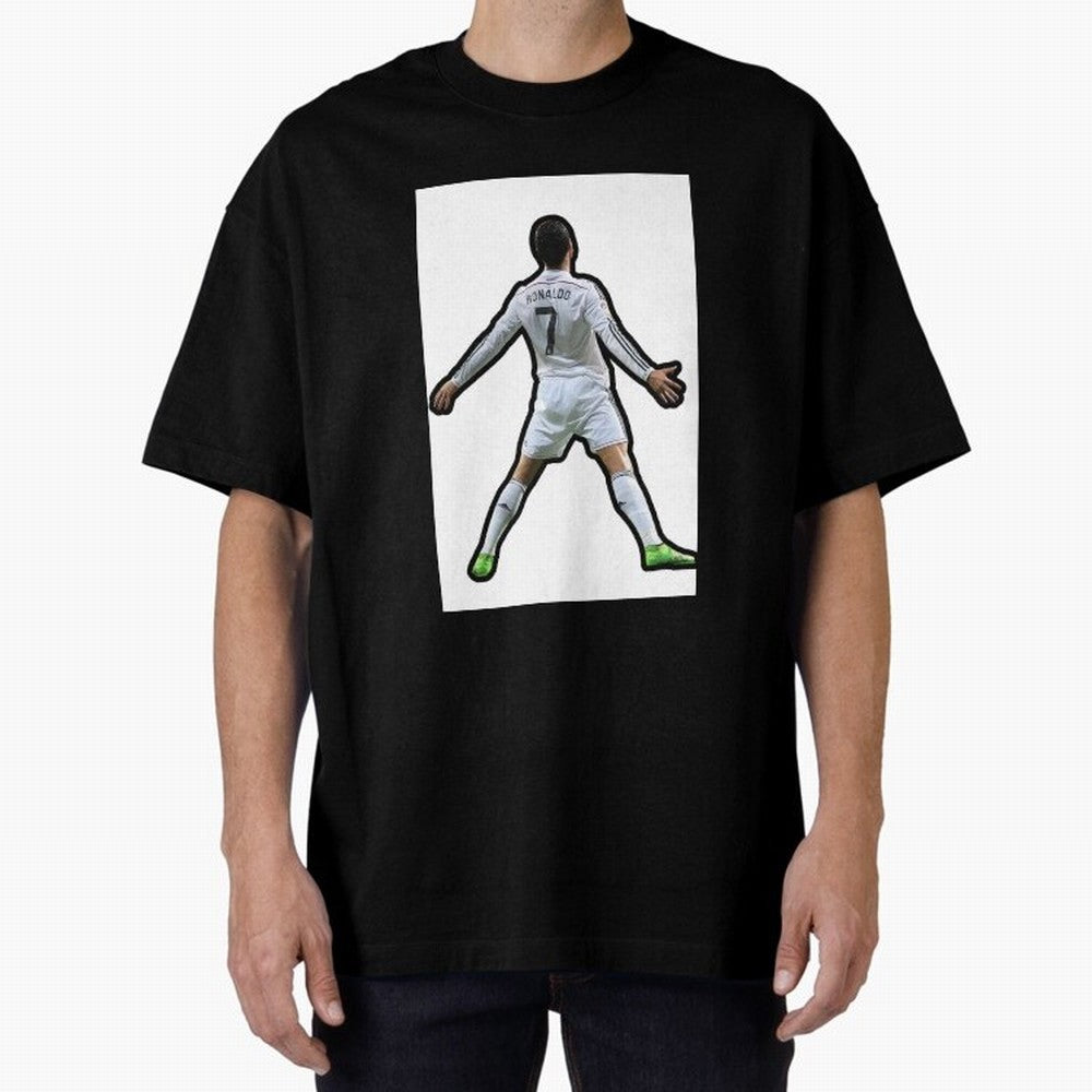 Cristiano Ronaldo Suii Sticker Oversized T-Shirt Treasure Global Football Passion for FIFA World Cup 2026 Group Stage, Celebrating Mbappe and Neymar, England, France and Netherlands, Championship Spirit, Famous Goals, Roaring Crowds and