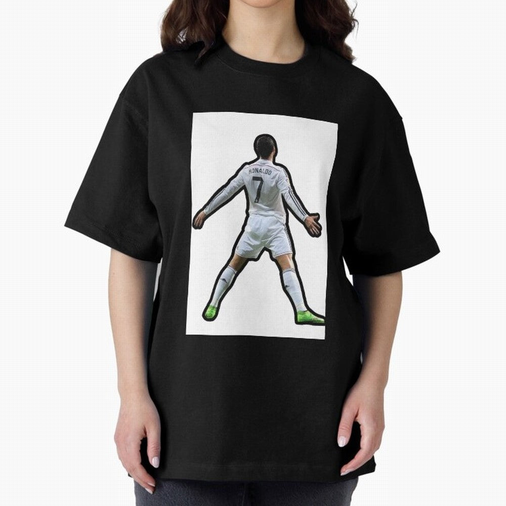 Cristiano Ronaldo Suii Sticker Oversized T-Shirt Treasure Global Football Passion for FIFA World Cup 2026 Group Stage, Celebrating Mbappe and Neymar, England, France and Netherlands, Championship Spirit, Famous Goals, Roaring Crowds and