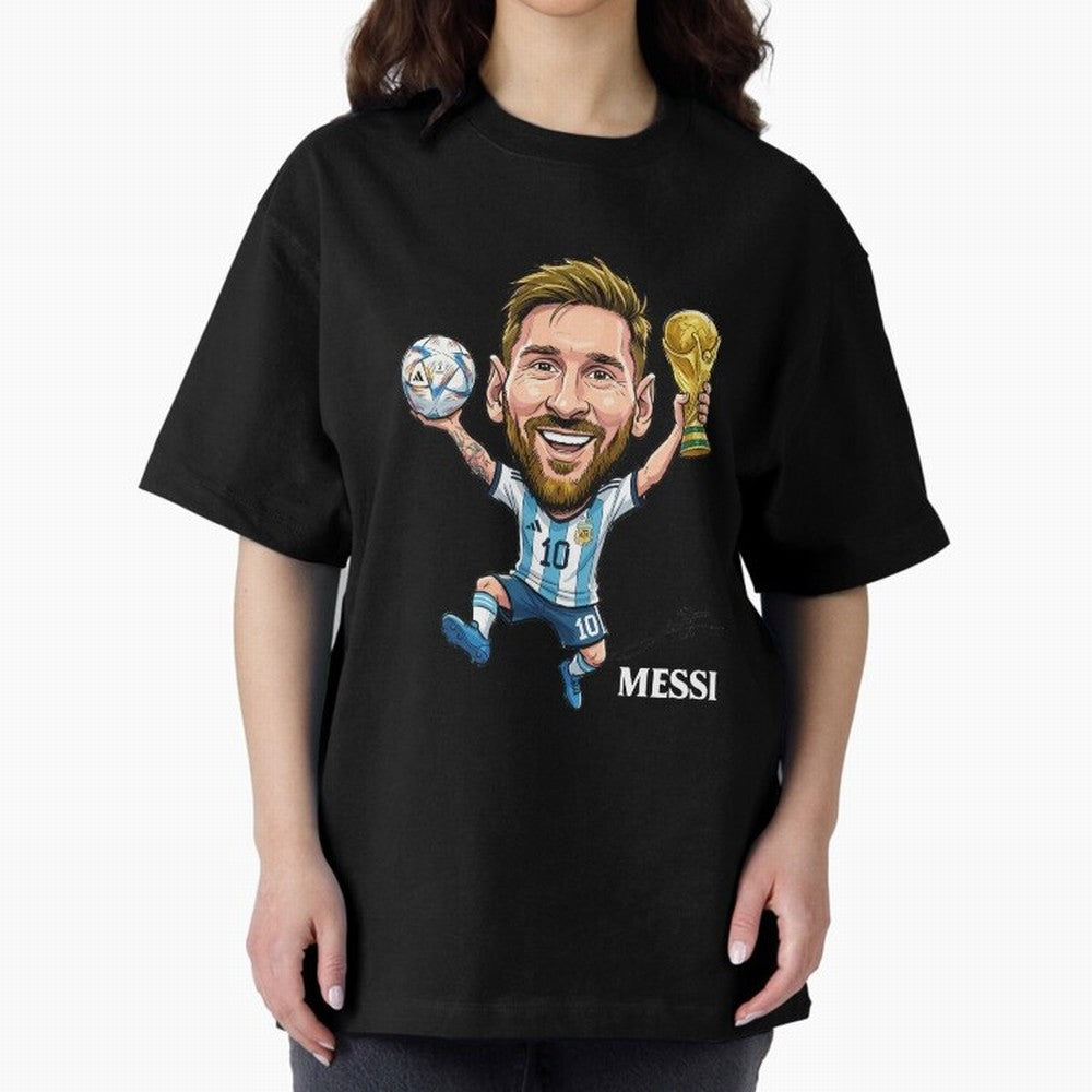 Messi Campion Oversized T-Shirt Keep the Match Day Mood of Match Day Hype around FIFA World Cup 2026 USA Canada Mexico, Neymar, Argentina and Brazil, Classic Soccer Heritage, Championship Pressure, Fan Loyalty and International Pride; Built for