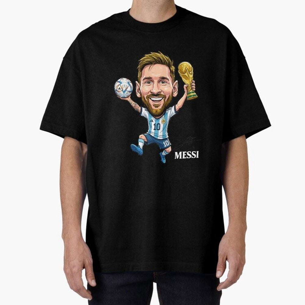 Messi Campion Oversized T-Shirt Keep the Match Day Mood of Match Day Hype around FIFA World Cup 2026 USA Canada Mexico, Neymar, Argentina and Brazil, Classic Soccer Heritage, Championship Pressure, Fan Loyalty and International Pride; Built for