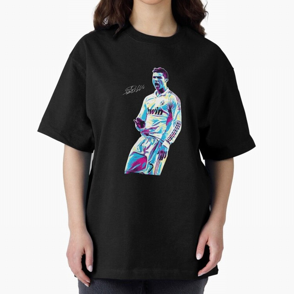 Cristiano Ronaldo Oversized T-Shirt Represent Football Lovers during Global Football Passion for FIFA World Cup 2026, Highlighting Neymar, Haaland and Cristiano Ronaldo, Spain and Netherlands, Vintage Soccer Flavor, Modern Football Stars, National