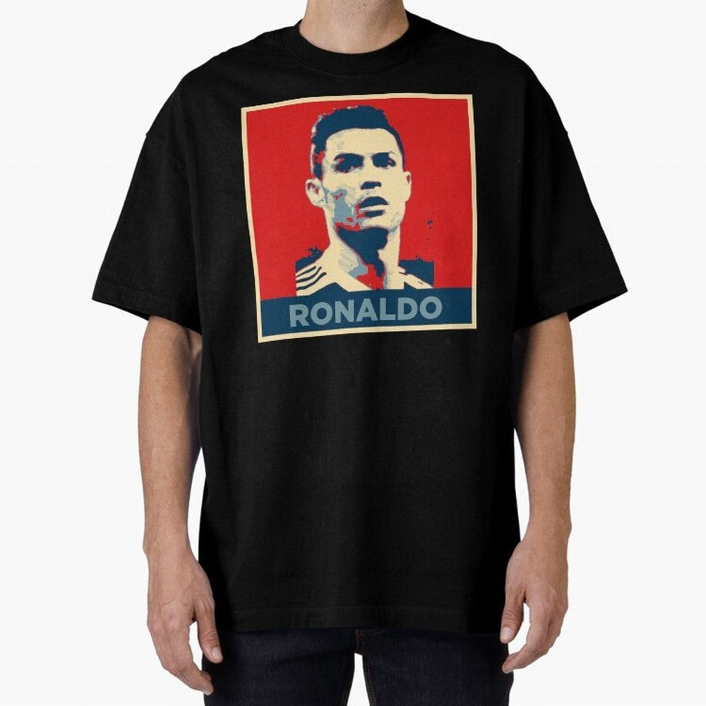 Cristiano Ronaldo Obama Style Oversized T-Shirt Remember Iconic Moments from Match Day Hype around FIFA World Cup 2026 Group Stage, Messi, Neymar and Mbappe, Spain, Worldwide Fan Energy, Dramatic Goals, Stadium Lights and Championship Celebrations;