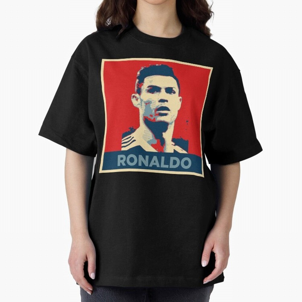 Cristiano Ronaldo Obama Style Oversized T-Shirt Remember Iconic Moments from Match Day Hype around FIFA World Cup 2026 Group Stage, Messi, Neymar and Mbappe, Spain, Worldwide Fan Energy, Dramatic Goals, Stadium Lights and Championship Celebrations;