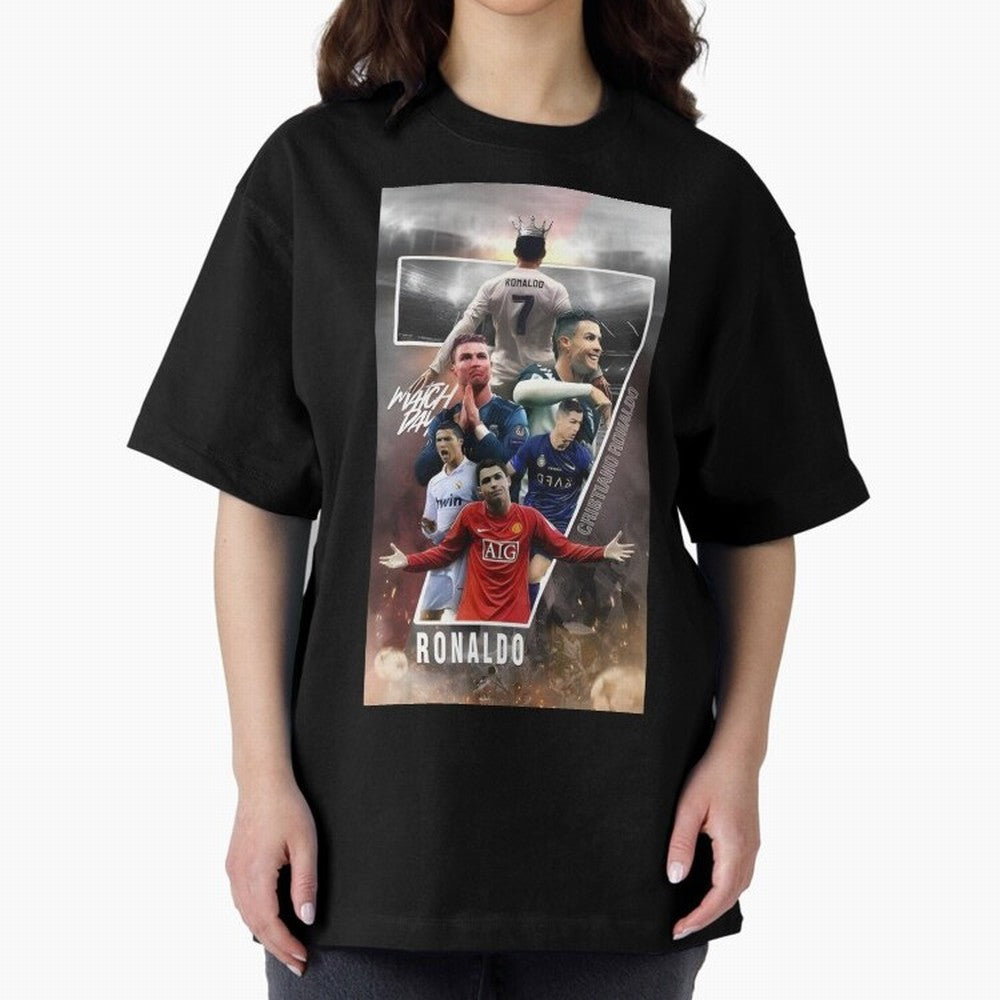Cr7 wallpaper Oversized T-Shirt Capture Stadium Memories from FIFA World Cup 2026 USA Canada Mexico for Fans of Messi and Cristiano Ronaldo and England, Bringing Supporter Pride, Iconic Celebrations, Legendary Names and Global Match Day Energy;