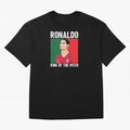 Ronaldo: King Of The Pitch Oversized T-Shirt Fuel the Hype around Match Day Hype around FIFA World Cup 2026, Mbappe, England and Germany, Classic Soccer Heritage, Championship Pressure, Fan Loyalty and International Pride; Ideal for Passionate Fans