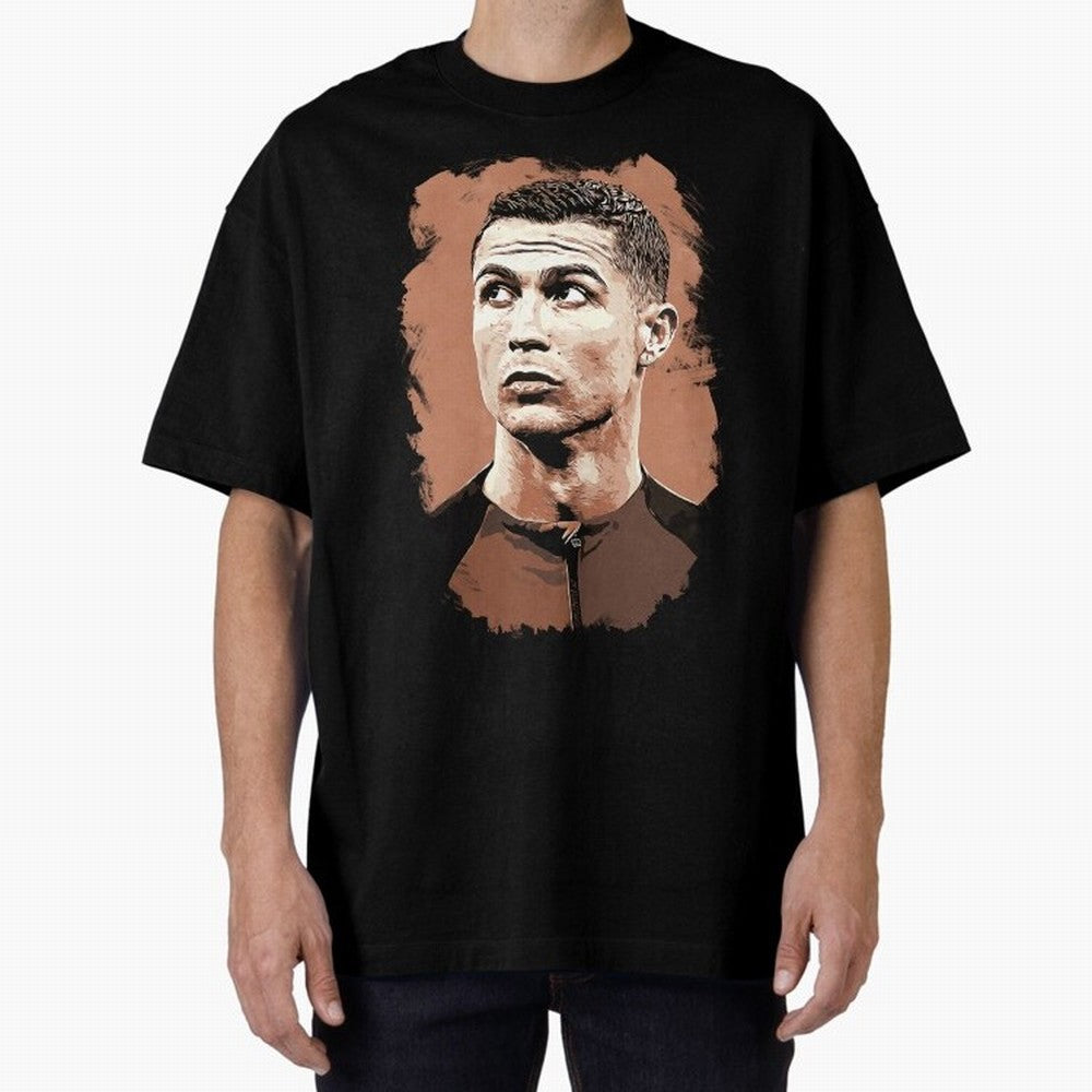 Cristiano Ronaldo Vexel Painting Oversized T-Shirt Represent Football Lovers during Match Day Hype around FIFA World Cup 2026, Mbappe and Neymar, France and Portugal, Worldwide Fan Energy, Dramatic Goals, Stadium Lights and Championship