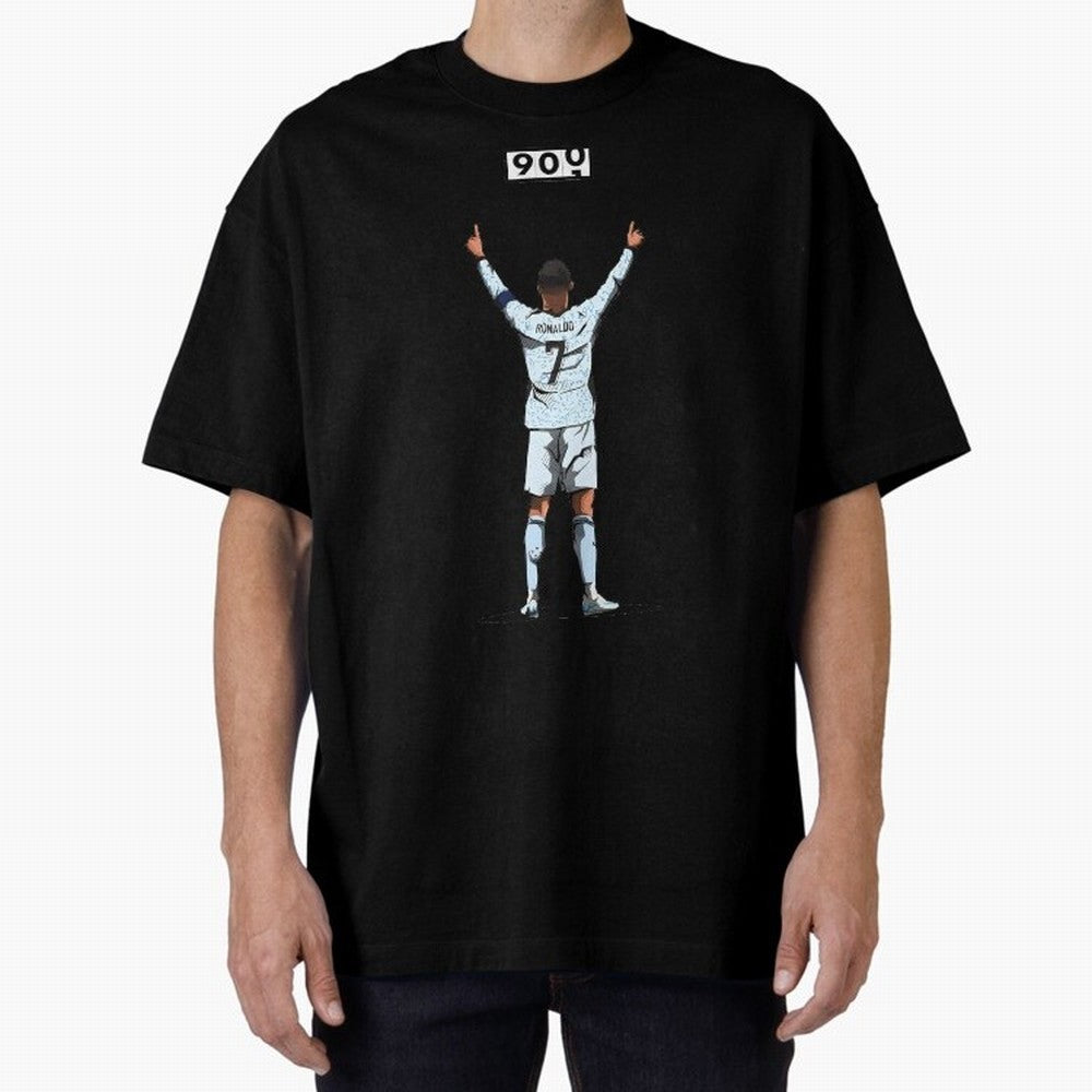 Ronaldo 900 Goals Celebration Iconic Football Design Oversized T-Shirt Carry FIFA World Cup 2026 Group Stage for Fans of Mbappe and Neymar and Argentina and Brazil, Bringing Worldwide Fan Energy, Dramatic Goals, Stadium Lights and Championship
