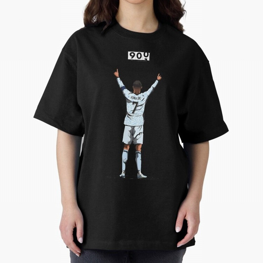 Ronaldo 900 Goals Celebration Iconic Football Design Oversized T-Shirt Carry FIFA World Cup 2026 Group Stage for Fans of Mbappe and Neymar and Argentina and Brazil, Bringing Worldwide Fan Energy, Dramatic Goals, Stadium Lights and Championship