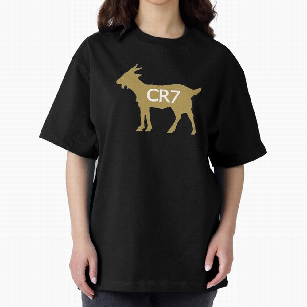 CR7 GOAT Gold B Oversized T-Shirt Bring Bold Fan Energy to the FIFA World Cup 2026 Journey through Messi, CR7 and Mbappe Highlights, France Pride, Football History, Final Match Energy, Crowd Noise and Once in a Lifetime Moments; Ideal for