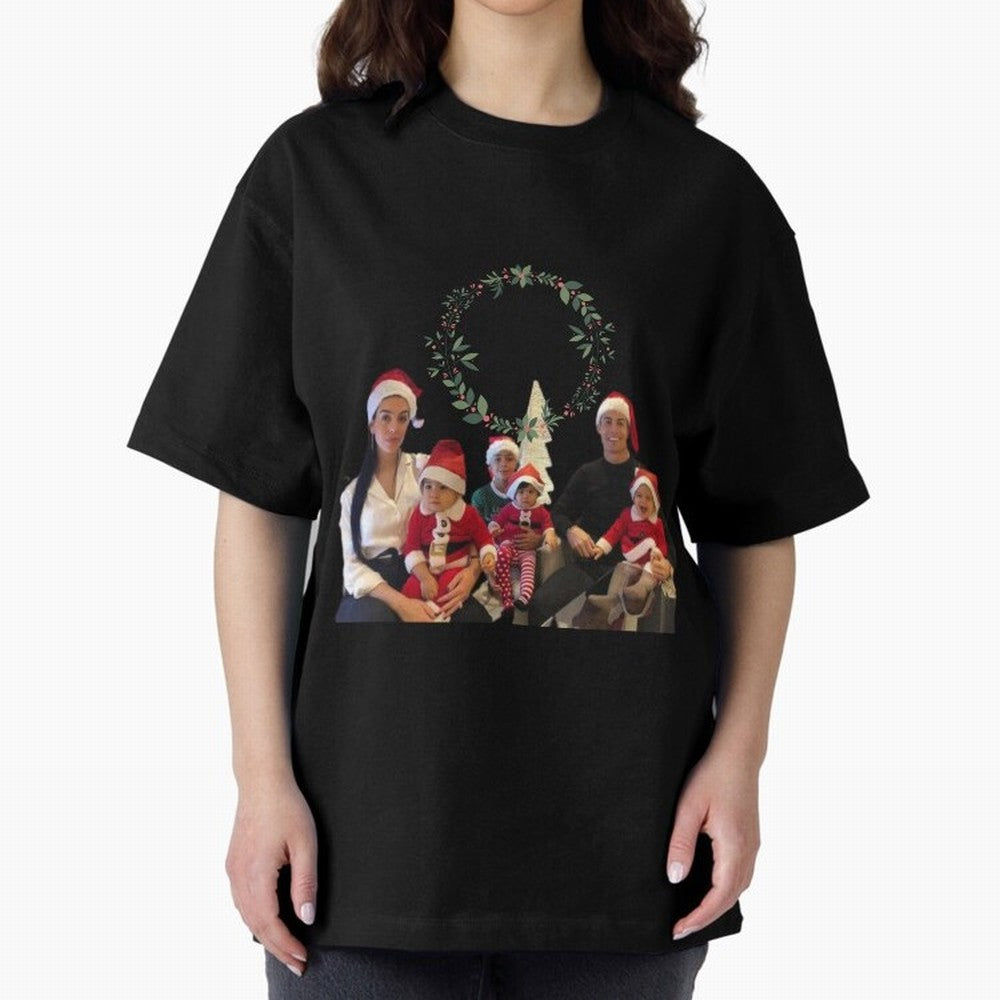 Cristiano ronaldo siuuu familly - siuuu Merry Christmas Oversized T-Shirt Step into FIFA World Cup 2026 Group Stage Spirit, Filled with Argentina, Haaland and Mbappe, Worldwide Fan Energy, Dramatic Goals, Stadium Lights and Championship