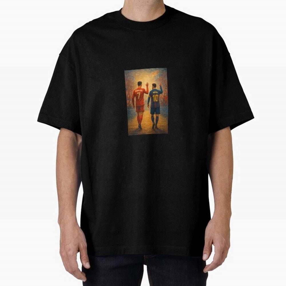 Cristiano Ronaldo and Messi Art Sticker Oversized T-Shirt Bring a Champion Mindset to FIFA World Cup 2026 USA Canada Mexico Built around Cristiano Ronaldo, Germany Energy, Football Festival Excitement, Trophy Ambitions, Country Rivalries and Star