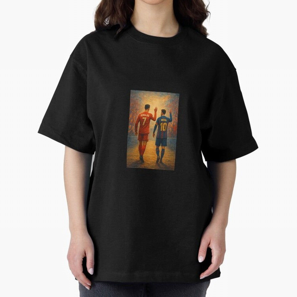Cristiano Ronaldo and Messi Art Sticker Oversized T-Shirt Bring a Champion Mindset to FIFA World Cup 2026 USA Canada Mexico Built around Cristiano Ronaldo, Germany Energy, Football Festival Excitement, Trophy Ambitions, Country Rivalries and Star