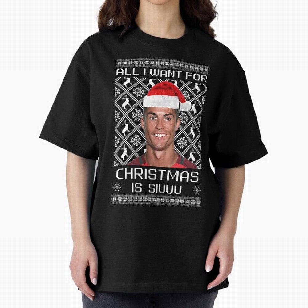 Cristiano Ronaldo Siuuu Christmas Oversized T-Shirt Bring Retro Soccer Energy to FIFA World Cup 2026 USA Canada Mexico for Fans of Messi, CR7 and Mbappe and Germany, Bringing Worldwide Fan Energy, Dramatic Goals, Stadium Lights and Championship