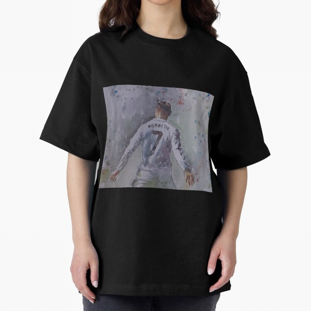 Cristiano Ronaldo - Portrait 2 Oversized T-Shirt Represent Football Lovers during FIFA World Cup 2026 USA Canada Mexico for Fans of CR7 and Argentina, Bringing Goal Celebration Energy, Supporter Heritage, Football Icons and Worldwide Tournament