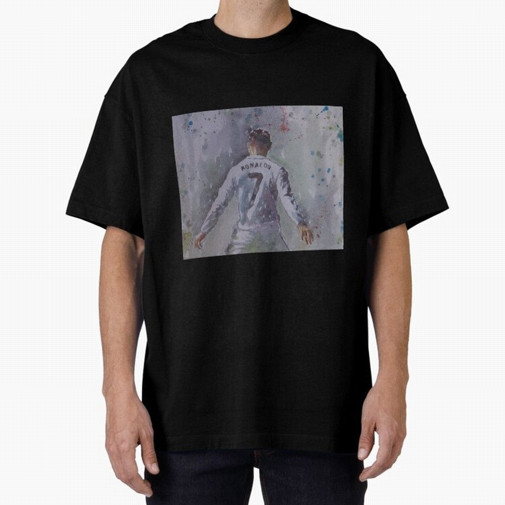 Cristiano Ronaldo - Portrait 2 Oversized T-Shirt Represent Football Lovers during FIFA World Cup 2026 USA Canada Mexico for Fans of CR7 and Argentina, Bringing Goal Celebration Energy, Supporter Heritage, Football Icons and Worldwide Tournament