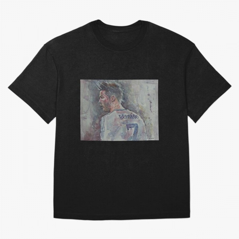 Cristiano Ronaldo - Portrait 1 Oversized T-Shirt Celebrate Football Heritage in Match Day Hype around FIFA World Cup 2026 USA Canada Mexico, CR7 and Messi, Brazil, Match Day Excitement, Supporter Culture, Golden Goals and Global Football Passion;