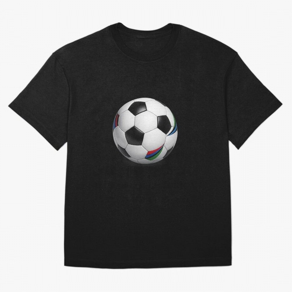 Kick Power Football Design | Classic Soccer Ball Sports Artwork Oversized T-Shirt Create FIFA World Cup 2026 Spirit, with Portugal, Messi, Neymar and Mbappe, Championship Spirit, Famous Goals, Roaring Crowds and International Football Unity;