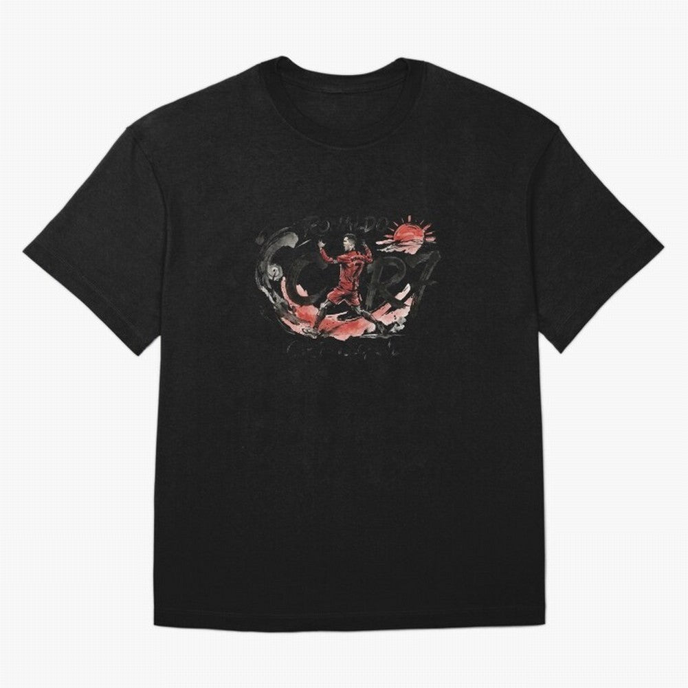 Cristiano Ronaldo CR7 Legend Japanese Ink Art Style Oversized T-Shirt Celebrate National Team Dreams in Match Day Hype around FIFA World Cup 2026 USA Canada Mexico, CR7 and Messi, England, France and Netherlands, Worldwide Fan Energy, Dramatic