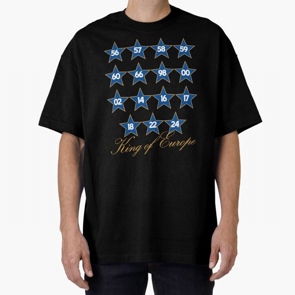 Real Madrid European Cups Oversized T-Shirt Feel the Roar of Match Day Hype around FIFA World Cup 2026 Group Stage, Mbappe and Neymar, Argentina and Brazil, Worldwide Fan Energy, Dramatic Goals, Stadium Lights and Championship Celebrations; Ideal