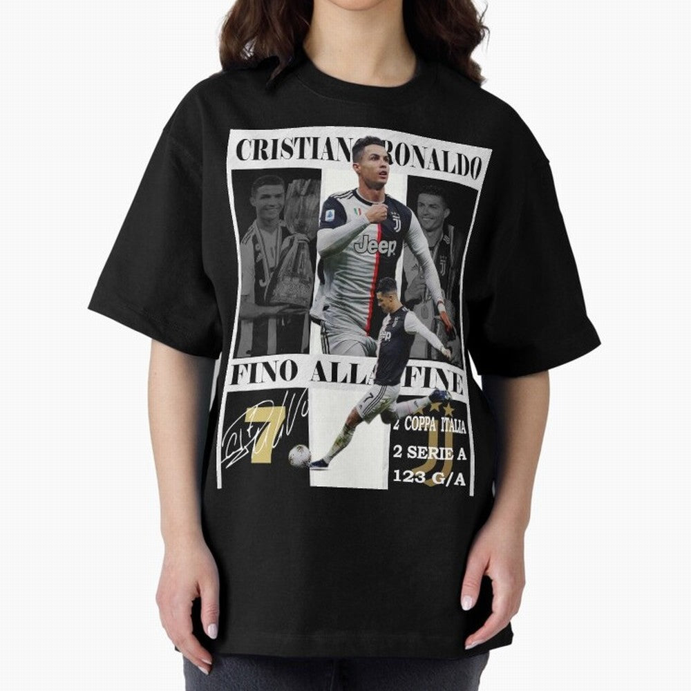 Cristiano Ronaldo Juventus Poster - Iconic CR7 Turin Fan Art Print Oversized T-Shirt Bring a Champion Mindset to Global Football Passion for FIFA World Cup 2026, with Messi, CR7 and Mbappe, Spain and Netherlands, Tournament Hype, Historic Matchups,